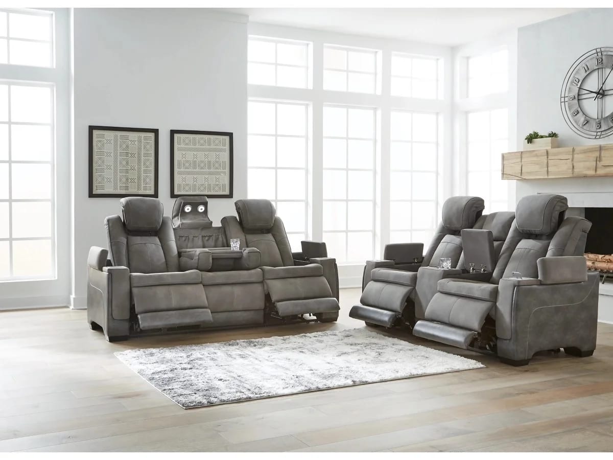 Grey Power Reclining Sofa & Loveseat