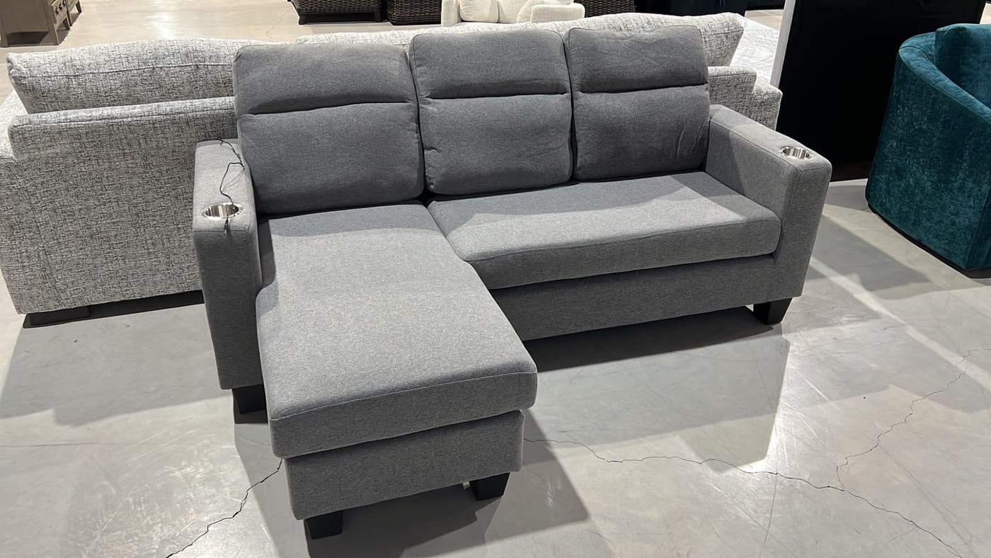 Grey Sectional Sofa with Floating Ottoman